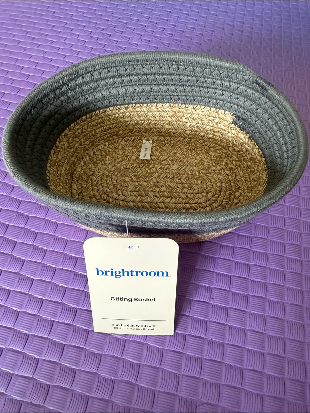 Gray and Natural Woven Gifting Basket